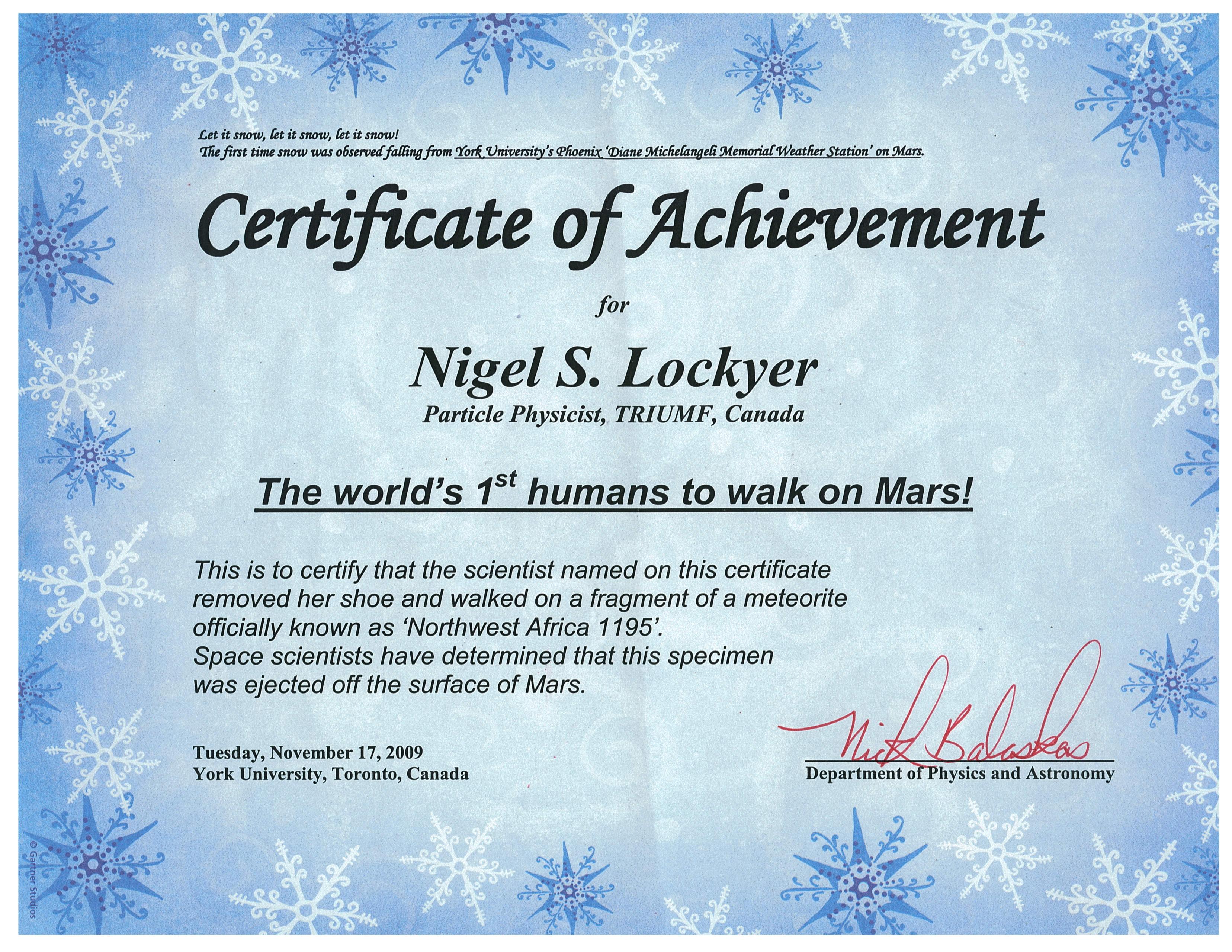 Space-Walk-Certificate